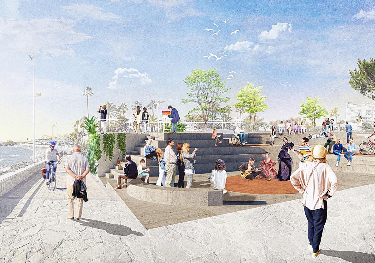 Recreación virtual de cómo quedará el futuro auditorio al aire libre en el parque de Los Cangrejos de Nerja.