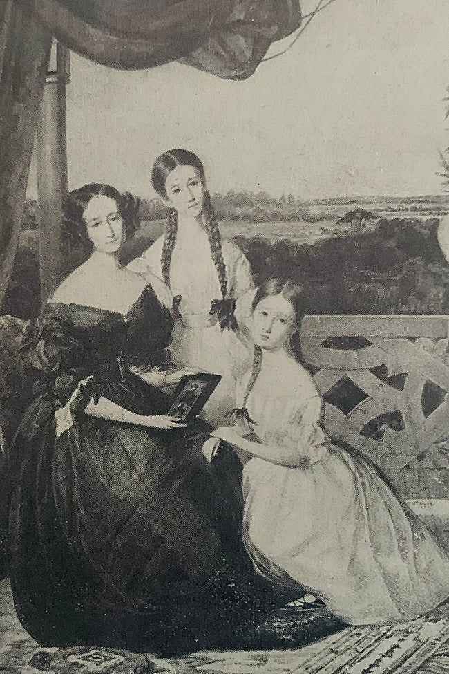 María Manuela Kirkpatrick, con sus hijas Paca y Eugenia en 1837.