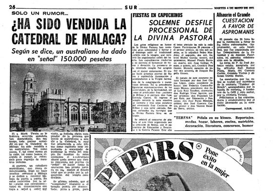 De cómo un pimpi vendió la catedral de Málaga a un guiri por ciento cincuenta mil pesetas