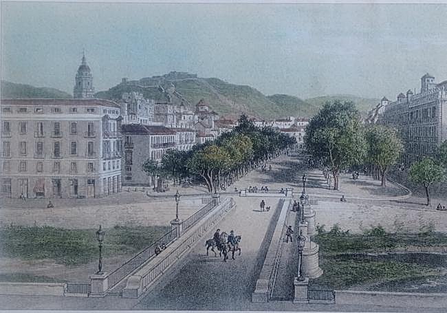El puente de Tetuán y la Alameda por Isisdoro Laurent. Hacia 1860.