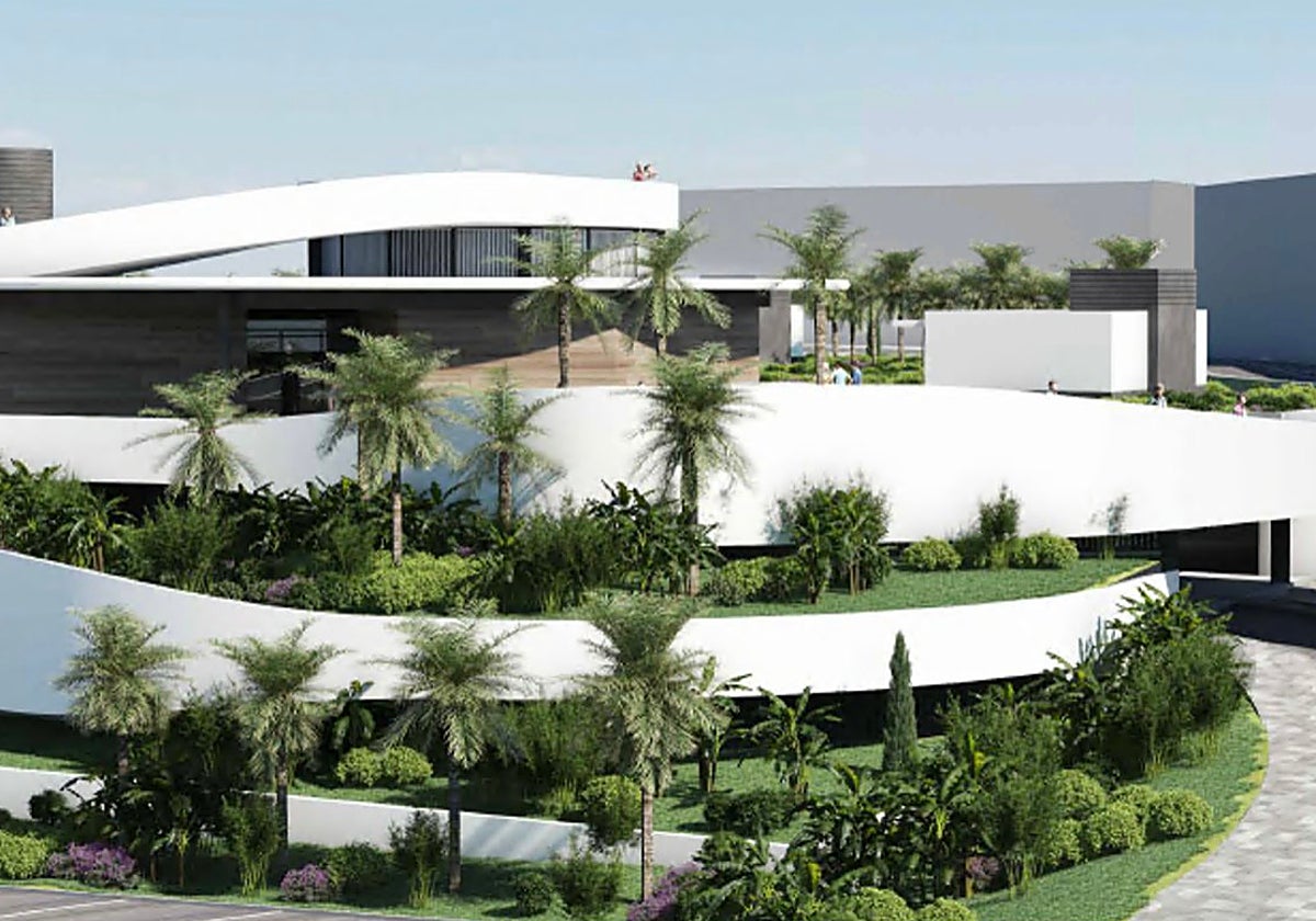 Recreación virtual de cómo quedaría el futuro aparcamiento de 847 plazas en Nerja.