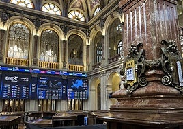 El parqué de la Bolsa de Madrid, en una imagen tomada este viernes.