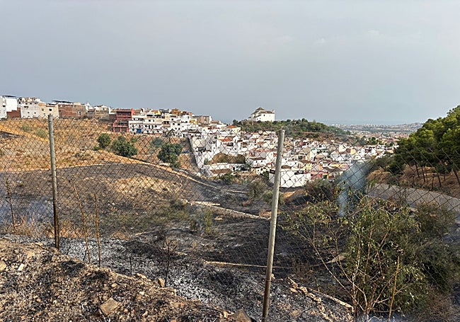 Imagen de los terrenos que han ardido este lunes en Vélez-Málaga.