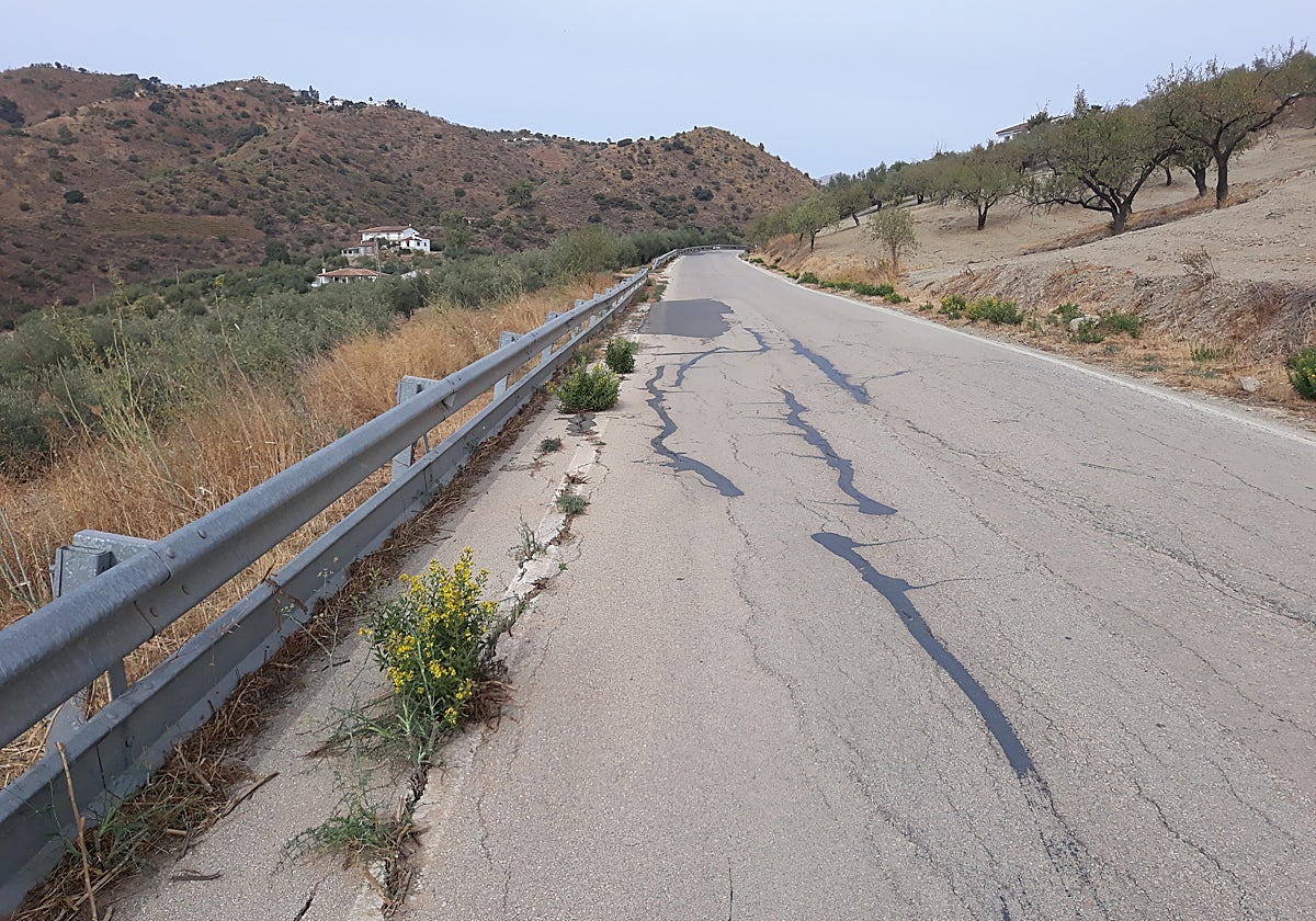 Imagen del estado actual de la vía entre Benamargosa y Riogordo.