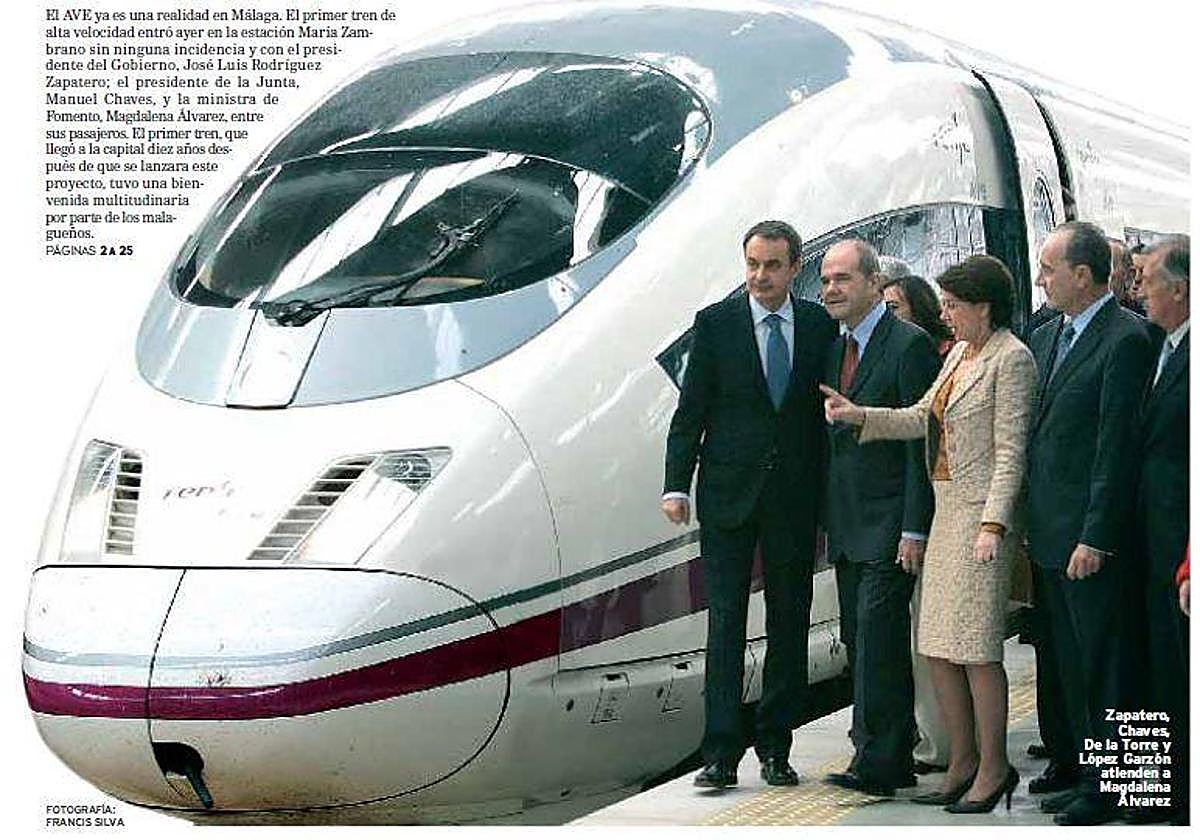 Imagen de la portada del 24 de diciembre de 2007, con el momento de la llegada de la alta velocidad a la capital justo el día anterior.