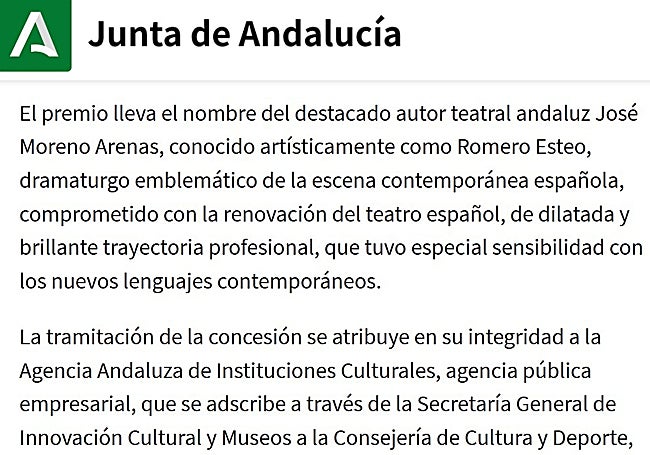 Detalle de la convocatoria en la que se confunde a Moreno Arenas con Romero Esteo.