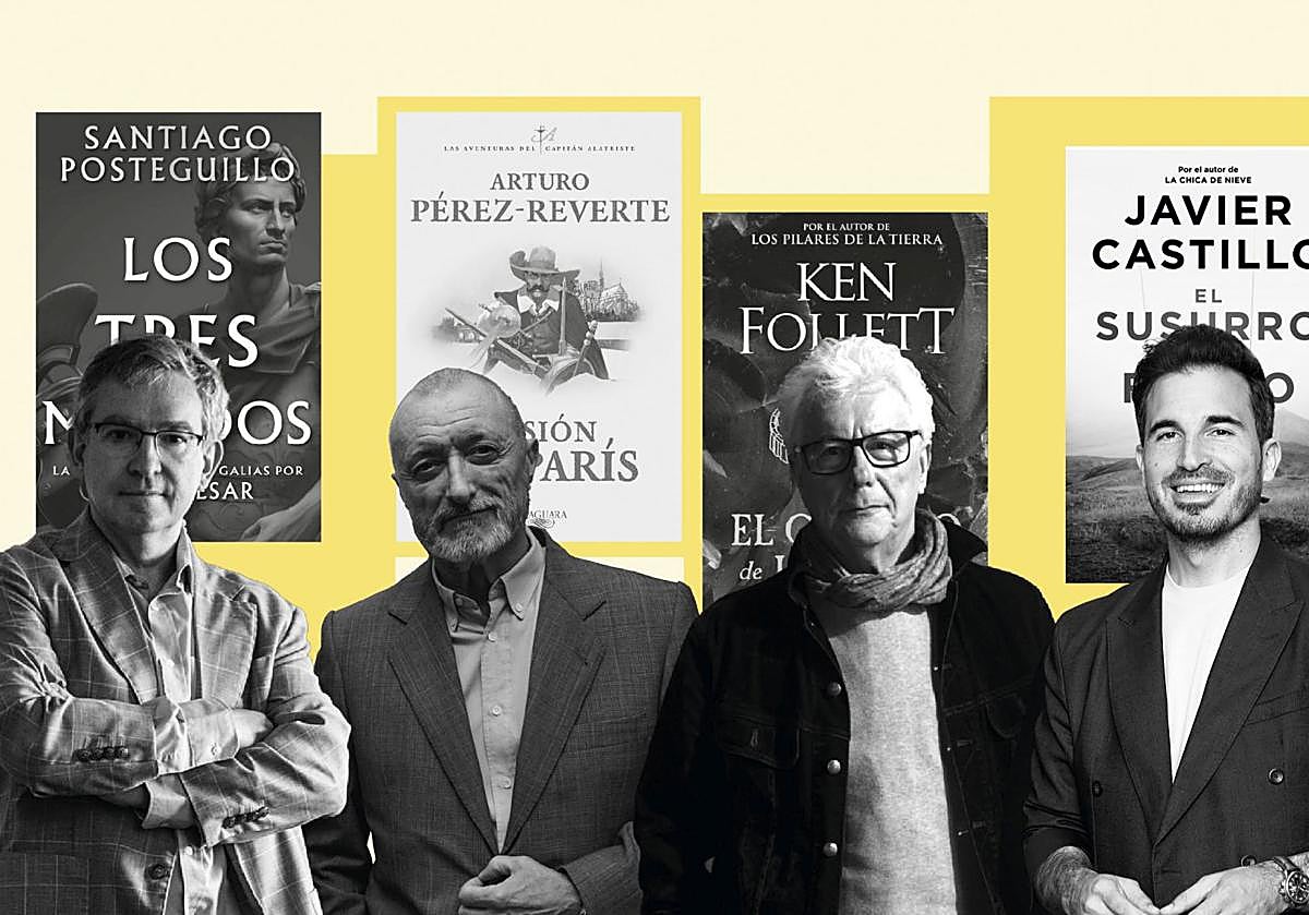 Santiago Posteguillo, Arturo Pérez-Reverte, Ken Follett y Javier Castillo, ante las nuevas obras que ofrecen a sus lectores
