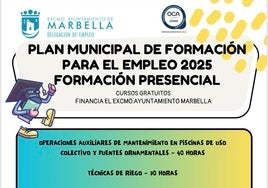 Cartel de los cursos de formación para el empleo que oferta el Ayuntamiento de Marbella.