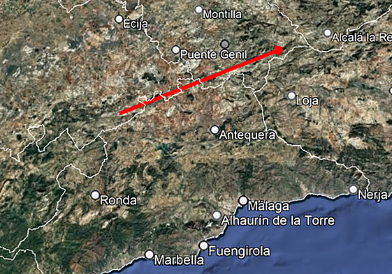 La imagen muestra la trayectoria del bólido.