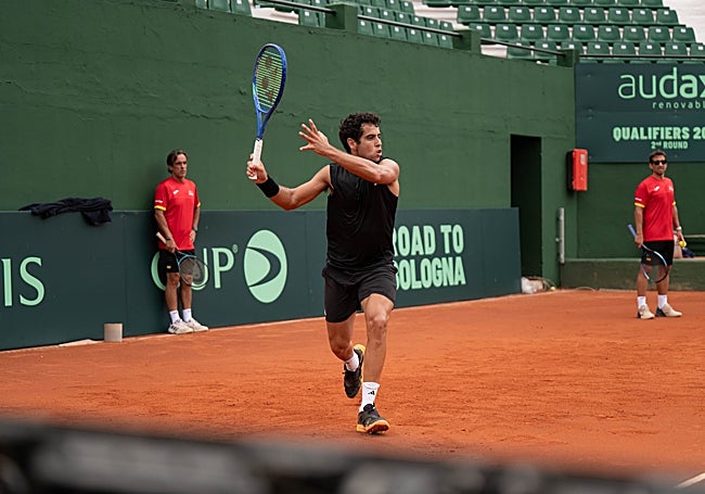 Jaume Munar, en un primer entrenamiento en Marbella.