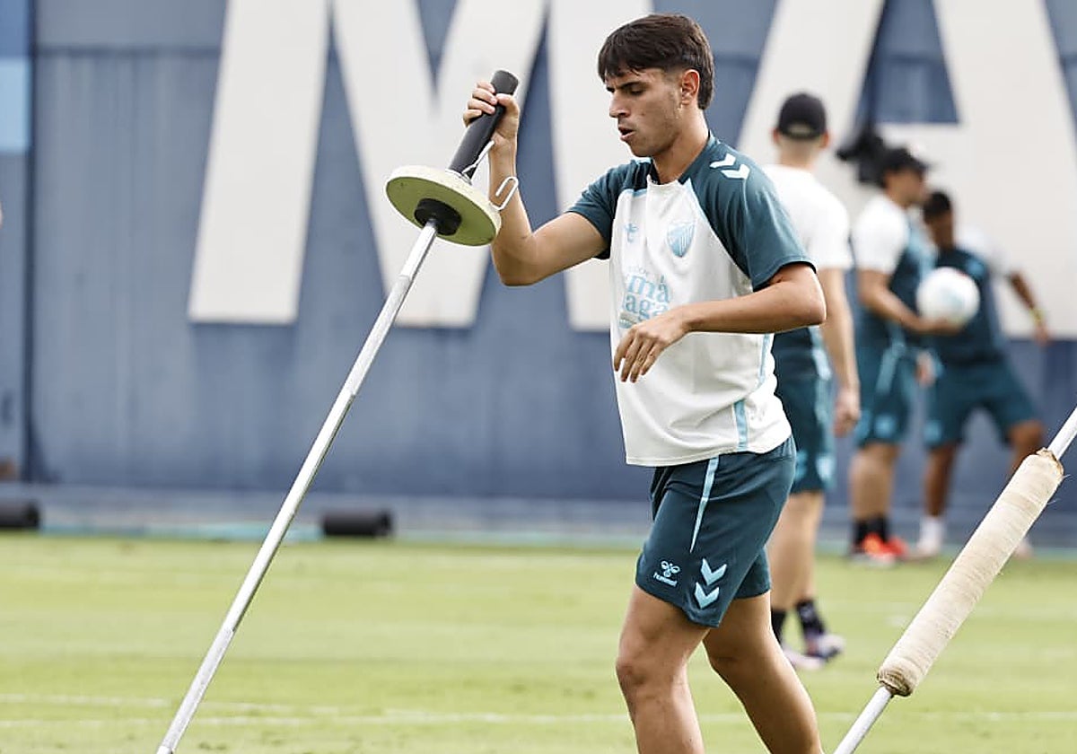 Izan Merino, en un entrenamiento de la semana pasada.