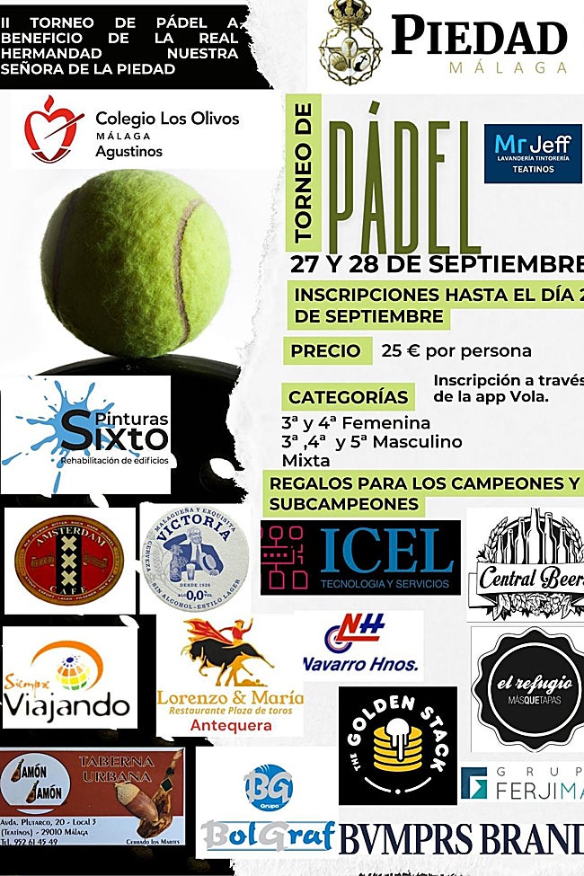 Cartel anunciador del II Torneo de Pádel Hermandad de la Piedad.
