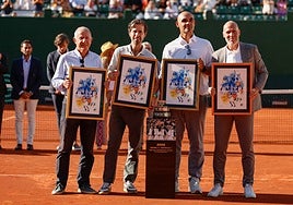 Avendaño, Clavet, Corretja y Balcells, los homenajeados ayer.