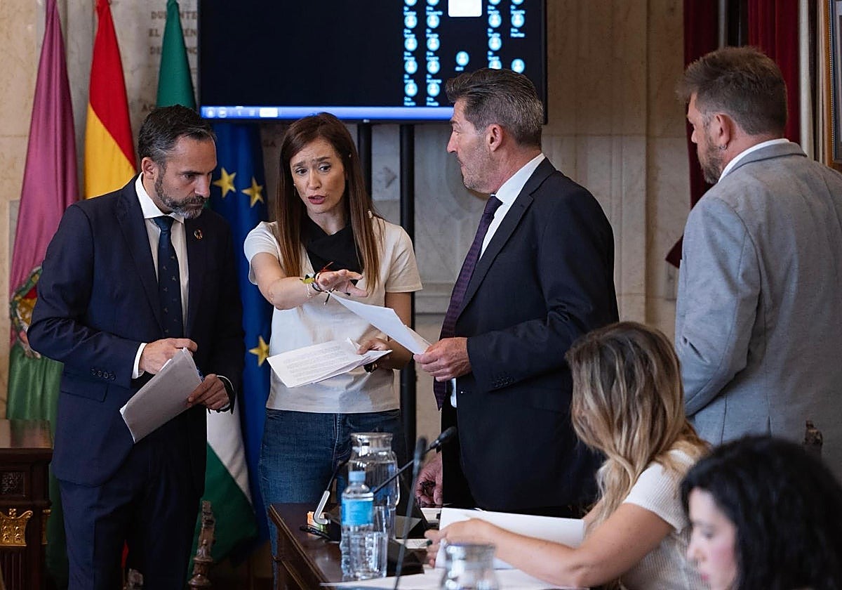 Elisa Pérez de Siles junto a Dani Pérez, Antonio Alcázar y NIco Sguiglia, en un pasado pleno.