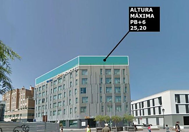 La manzana del Novotel crecería hasta una altura de planta baja más seis.