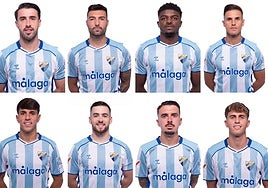 Puga, Álex Pastor, Moussa, Luismi (arriba), Izan Merino, Ramón, Joaquín y Adrián Niño (abajo).