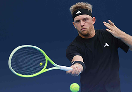 Alejandro Davidovich, este jueves en su duelo ante Camilo Ugo Carabelli.