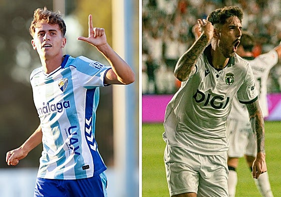 Adrián Niño, delantero del Málaga, y Fer Niño, punta del Burgos.