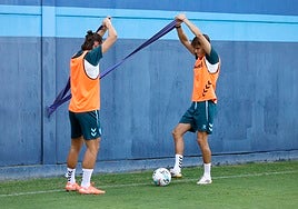 Recio y Niño, durante un entrenamiento reciente.