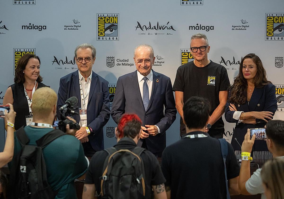 Presentación del acuerdo, este viernes en la sala de prensa de San Diego Comic-Con Málaga.