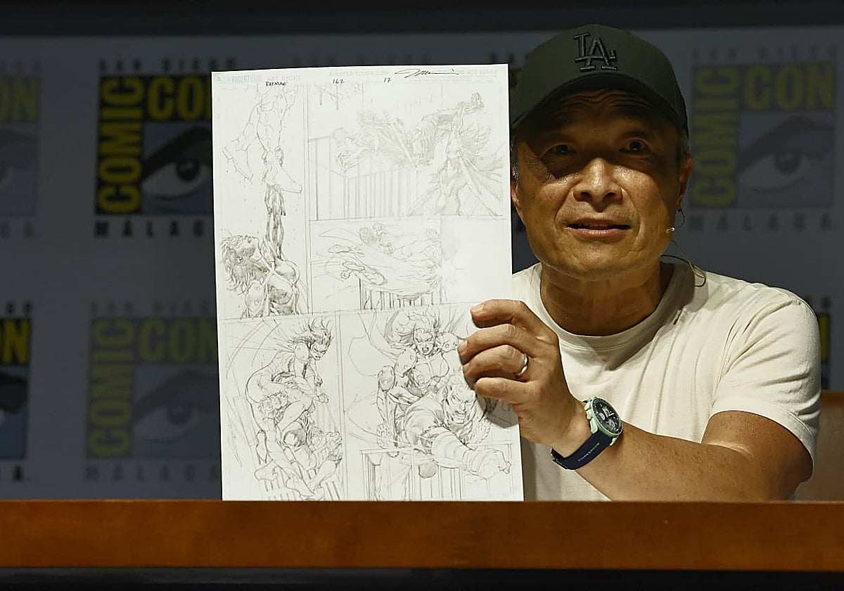 Jim Lee, este domingo en San Diego Comic-Con Málaga, durante su encuentro en el Auditorio 1.