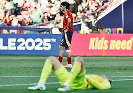 Izan Merino, durante el partido de España sub-20 ante México.