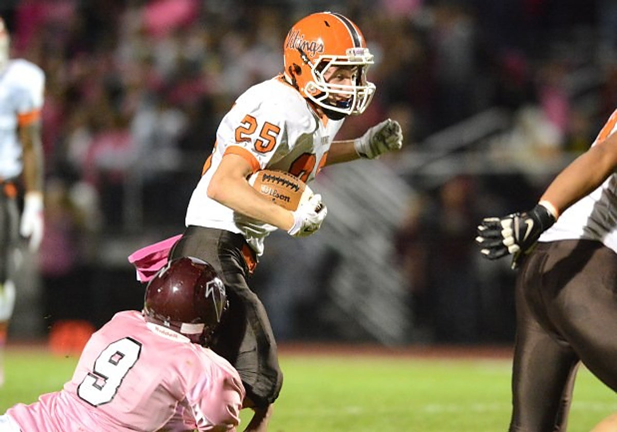 Justin Jaworski, con el dorsal 25 durante su etapa como jugador de fútbol americano con el equipo de Perkiomen Valley.