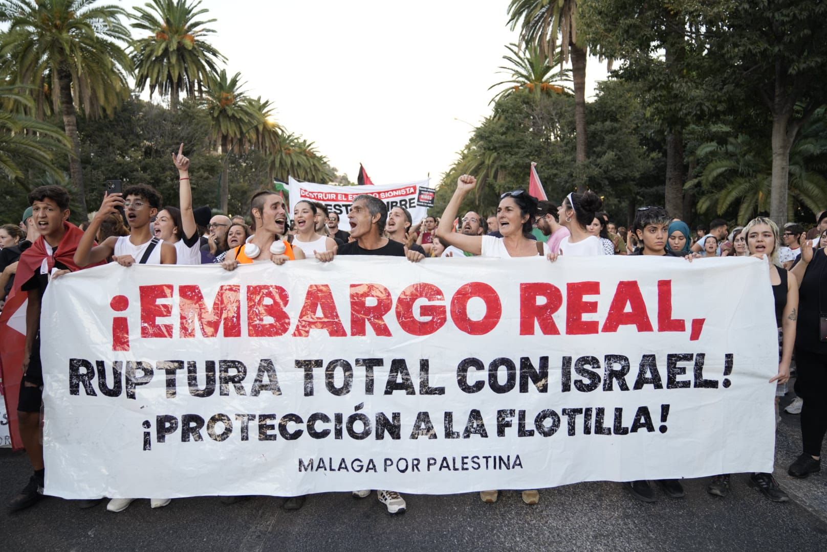 La protesta en Málaga por la flotilla de Gaza, en imágenes
