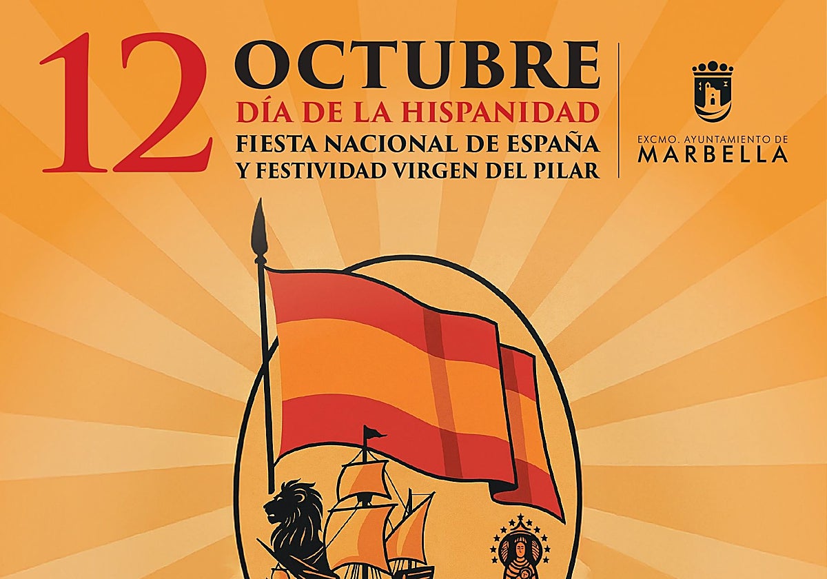 Cartel de la programación del Ayuntamiento de Marbella con motivo de la fiesta nacional.