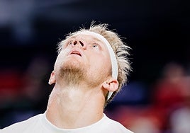 Un gesto de contrariedad de Alejandro Davidovich en el duelo de este lunes.