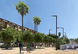 Recreación mediante infografía de la avenida Isaac Peral cuando esté construido el aparcamiento.