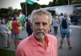 Ruggero Zeni, este miércoles en el Parque del Oeste, durante la última concentración en apoyo de Gaza.