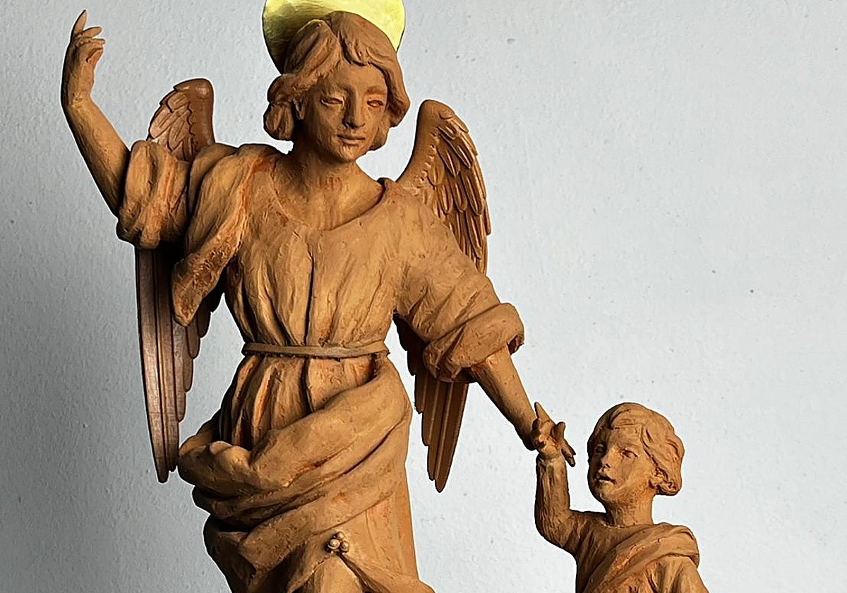 Boceto del grupo escultórico del Santo Ángel de la Guarda.
