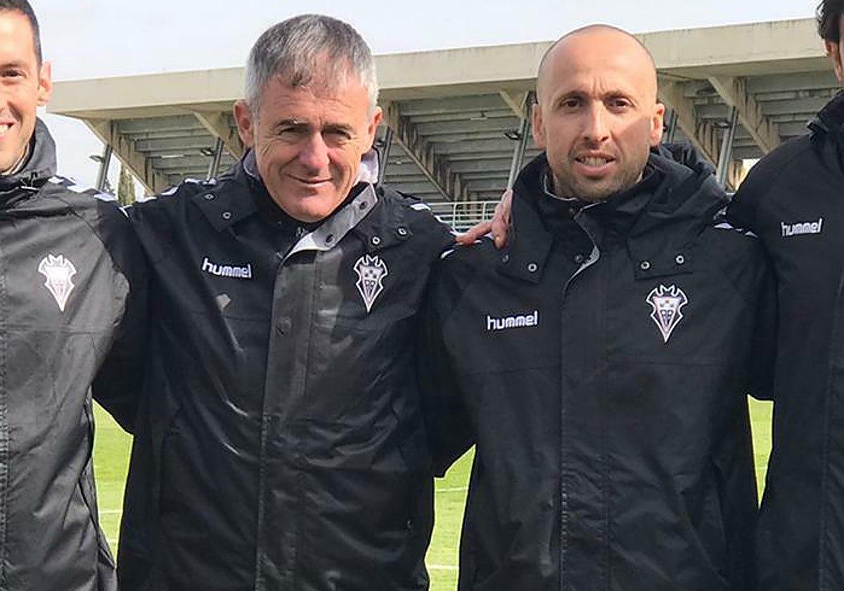 Jesús Cañadas, junto a Lucas Alcaraz en la etapa en el cuerpo técnico del Albacete.