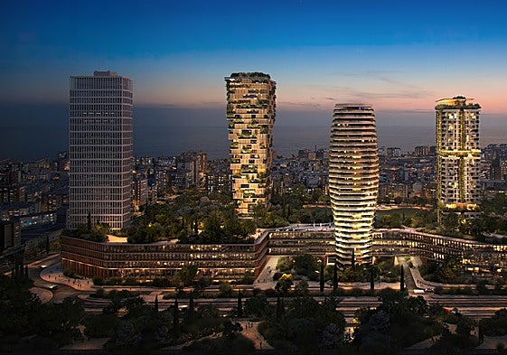 Recreación del proyecto presentado por Urbania para las torres de Repsol.