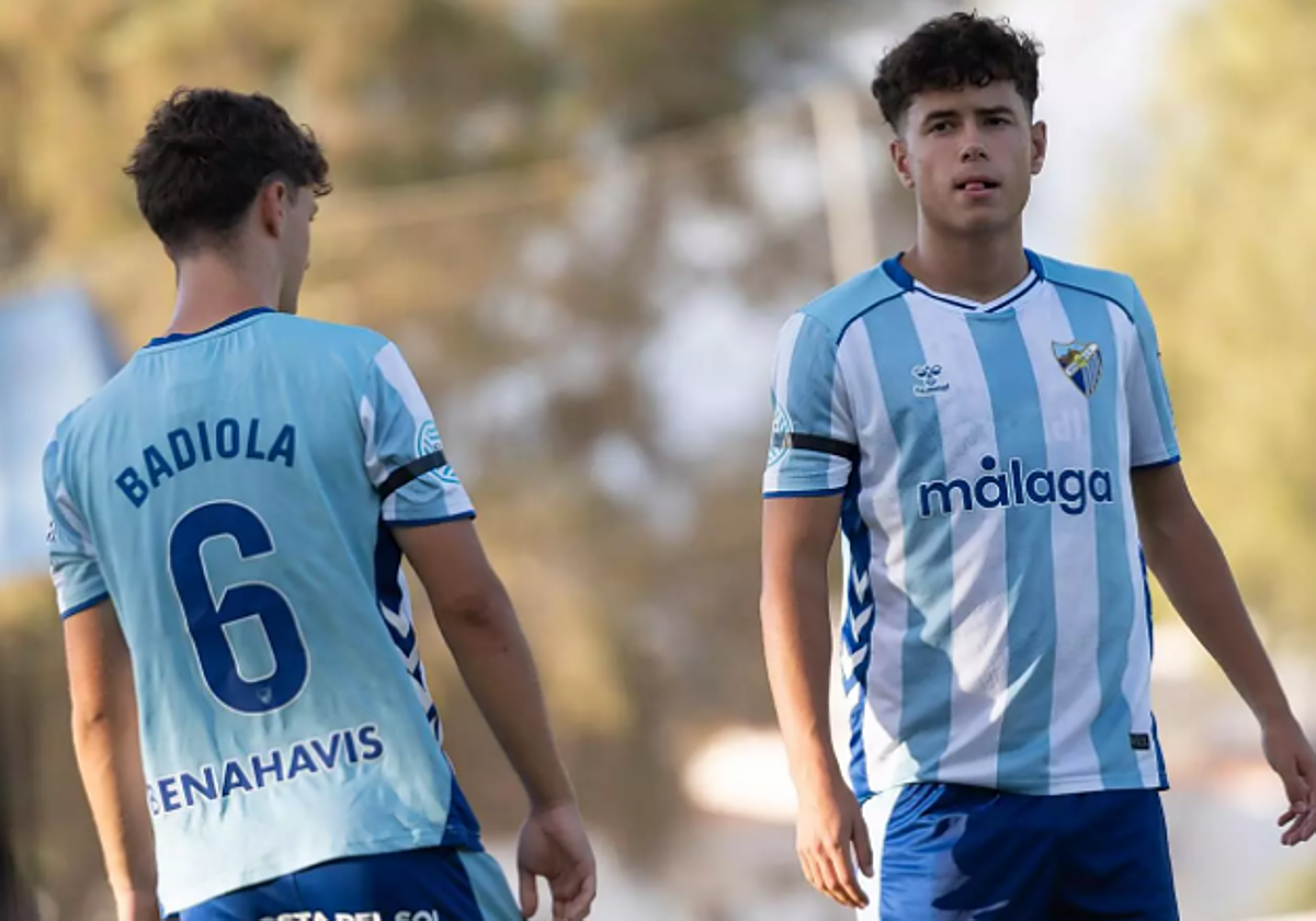 Los jugadores del Atlético Malagueño Badiola y Santaella.