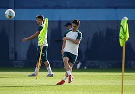 Dorrio, en un entrenamiento de la semana anterior.