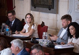 De izquierda a derecha en la imagen, los ediles de Vox, Antonio Alcázar y Yolanda Gómez; y los de Con Málaga, Nico Sguiglia y Toni Morillas.