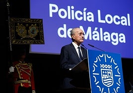 El alcalde de Málaga, Paco de la Torre, este jueves, durante la celebración del Día del Patrón de la Policía Local.
