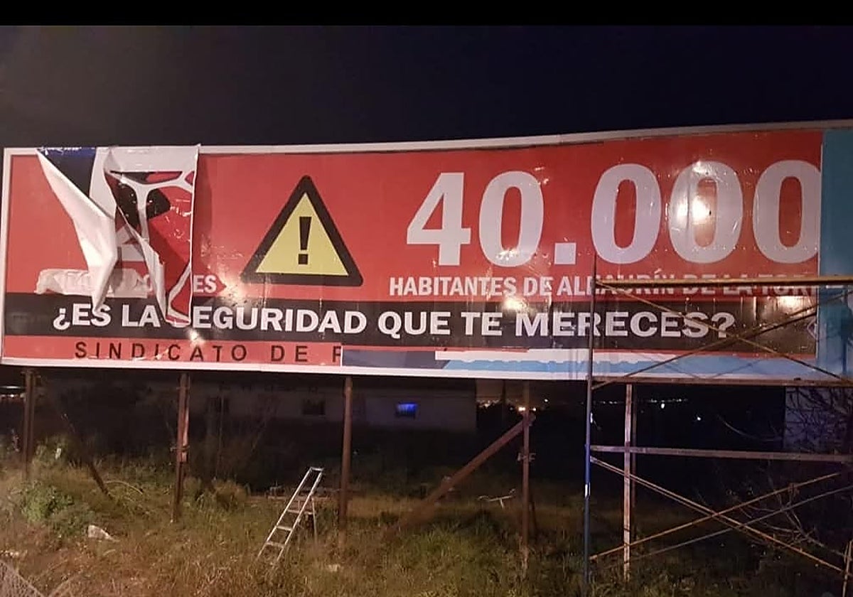 Valla publicitaria que trató de colocar el sindicato Sppme, finalmente, retirada, en 2019.