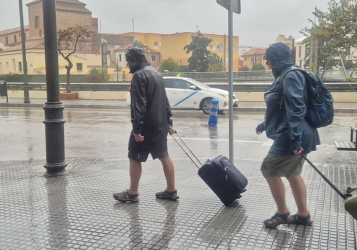 Imagen de la lluvia registrada este lunes en Málaga.