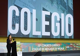 La decana de los letrados malagueños, en el acto de inauguración de la vigésima edición del Congreso de la Abogacía de Málaga.