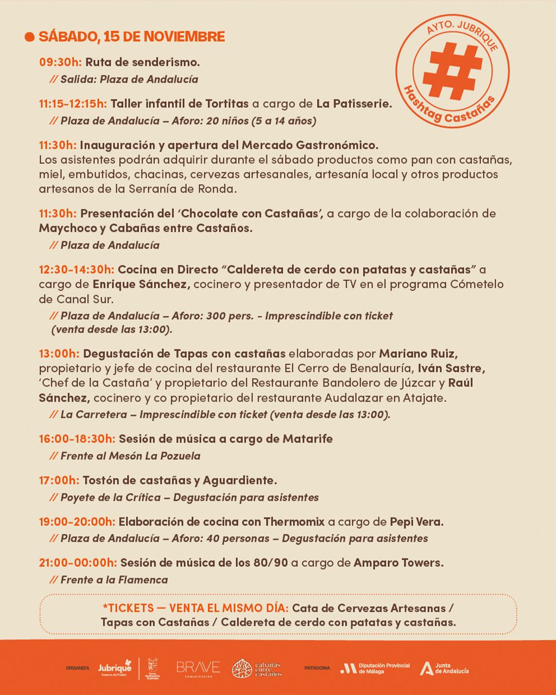Programa de actividades del sábado 15.