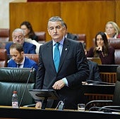 El consejero de Salud, durante su comparecencia.