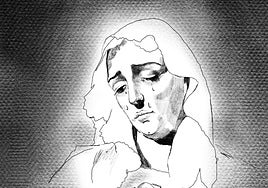 Boceto a lápiz de la nueva Dolorosa para Málaga.