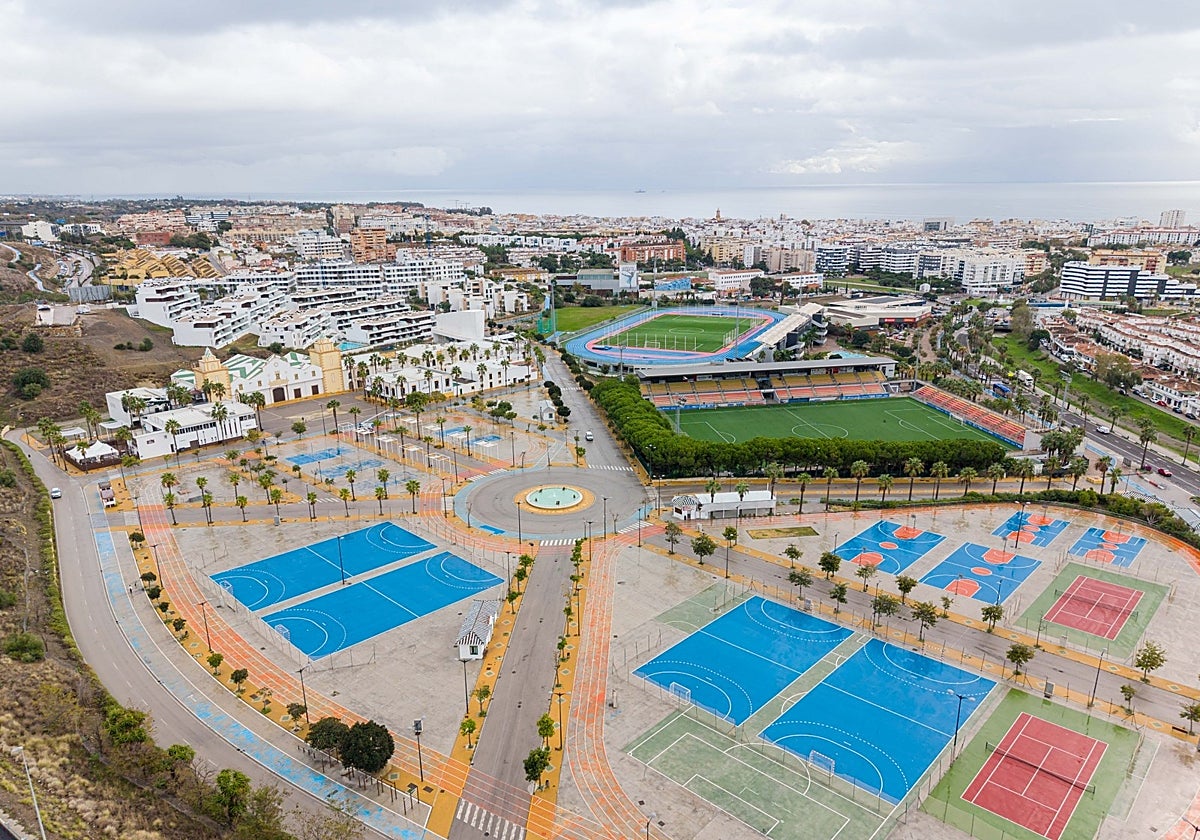 Imagen aérea del actual Recinto Ferial de Estepona.