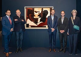 David Navas, Eugenio Carmona, Xavier Rey (Museo Pompidou París), López Remiro y Raphaele Bianchi, en la exposición de Málaga