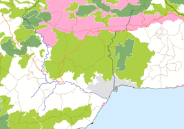 Delimitación de los territorios vetados al crecimiento urbanístico en Málaga.