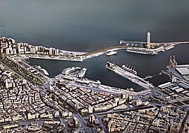 Plano de ubicación del hotel en el dique de Levante del puerto de Málaga.