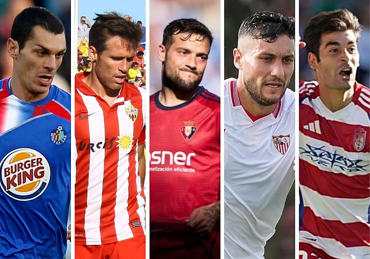 Casquero, Corona, Arnáiz, Óscar y Trigueros, futbolistas talaveranos de primer nivel.